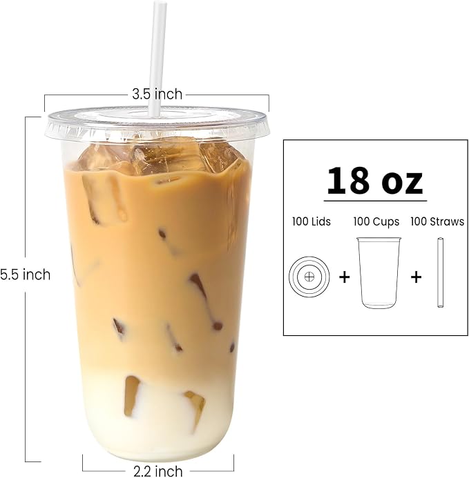 [100 Sets - 18oz Round Bottom Clear Plastic Cups - Image 2