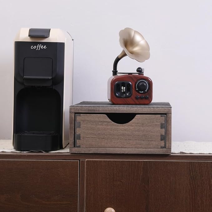 DDYURI Coffee Pod Holders 1-Layer 1-Drawer Dark Brown - Image 5