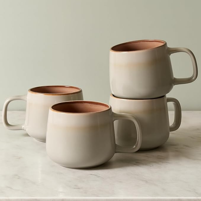 Ava Nord Small Ceramic Coffee Mugs Set of 4 | 8 oz Stoneware Coffee Cups | by AvaNord