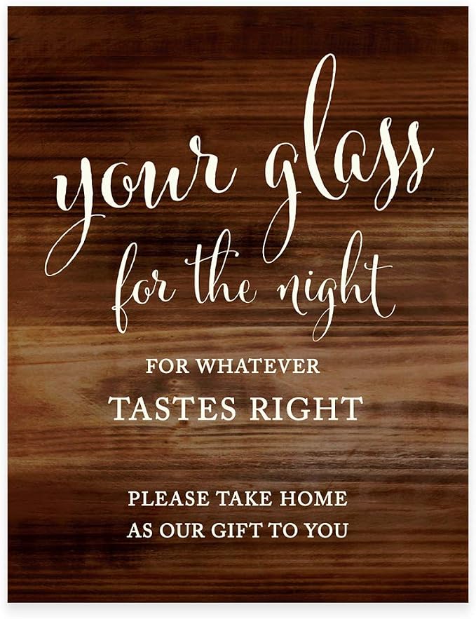 Andaz Press Wedding Party Signs, Rustic Wood Print, 8.5x11-inch, Your Glass by AndazPress
