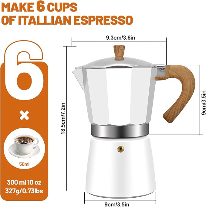 6 Cup Aluminum Espresso Stovetop Moka Pot Express Coffee Maker Percolator - Image 2