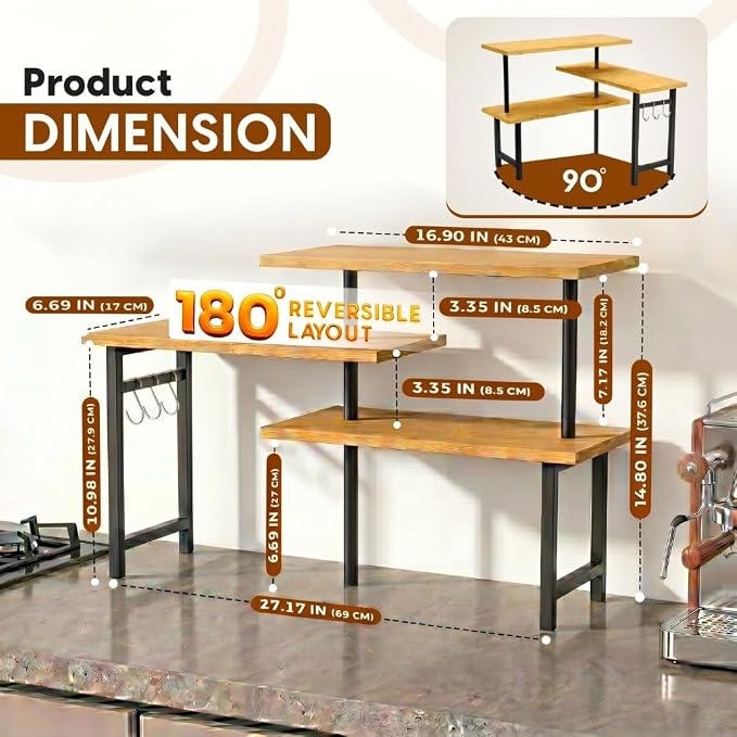 Bamboo Corner Organizer, 3-Tier Countertop Shelf - Image 2