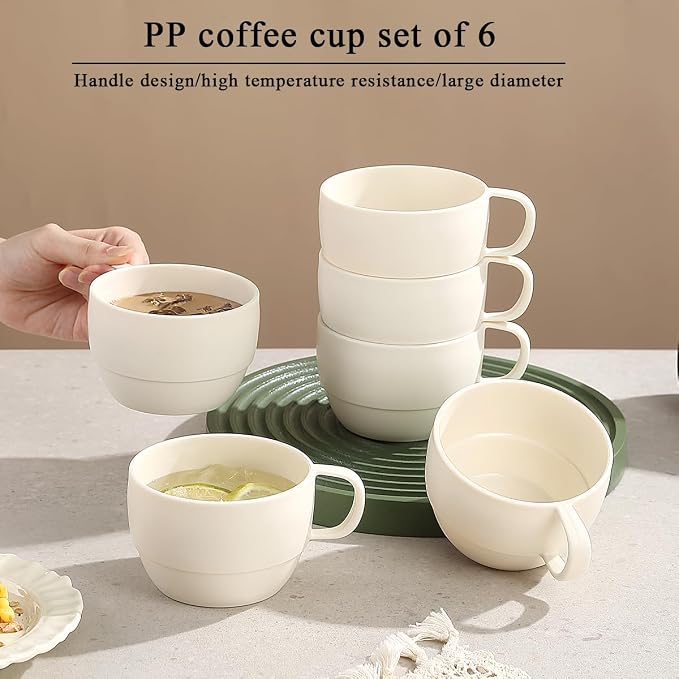 Coffee Mugs Set of 6, Coffee Cups 12oz, Durable Light Weight Plastic Mugs - Image 3