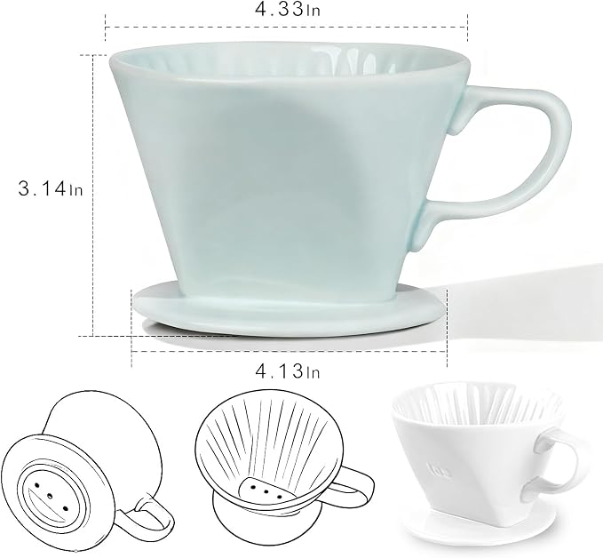 Handmade Pour Over Ceramic Coffee Dripper - Image 3