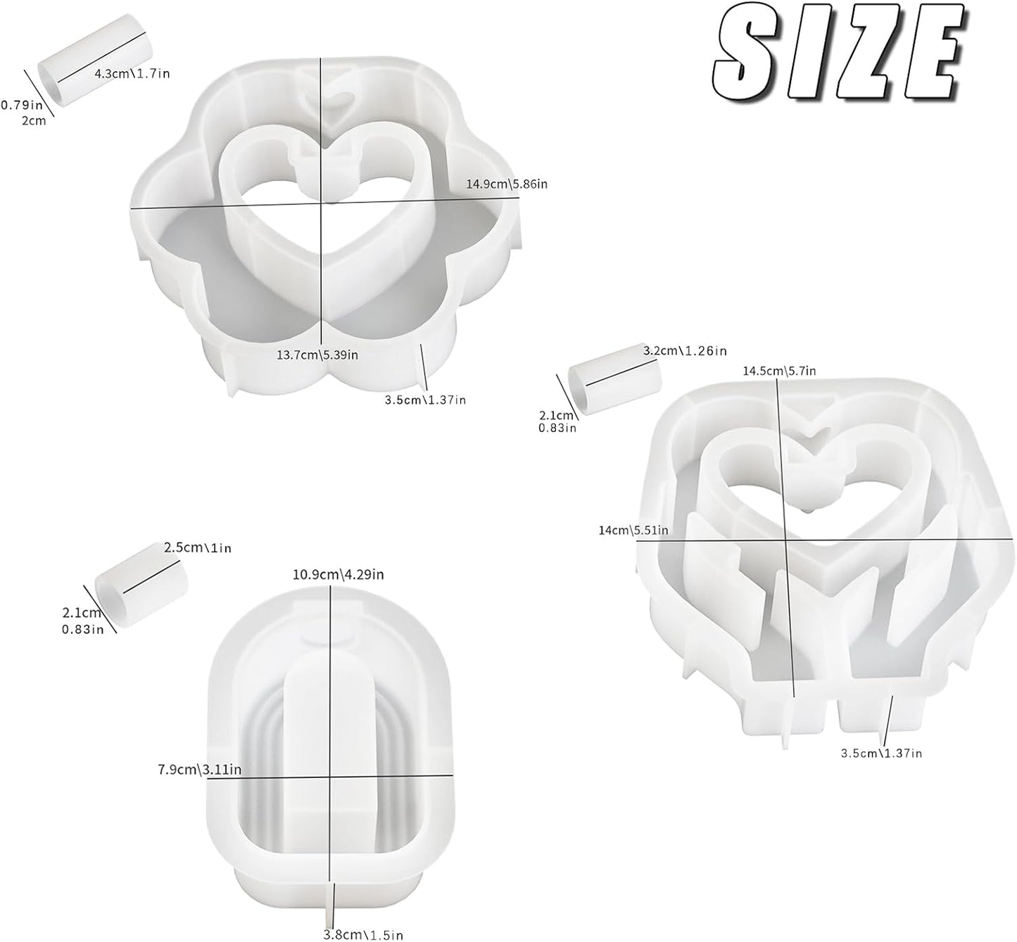 Heart Resin Vase Mold with Test Tube Culture Water Plant Silicone Molds for Crafts Epoxy Resin Casting Mold for DIY Flower Holder Home Office Decor Wedding (Style 3)