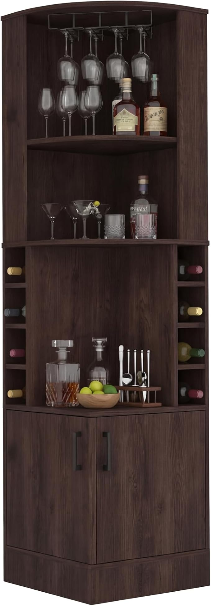 Tuhome Syrah Corner Bar Cabinet, Tall 71.1" Liquor Cabinet by TUHOME