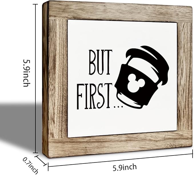 Coffee Bar Decor Sign, But First Coffee Sign, Rustic Wooden Tabletop Decor - Image 2
