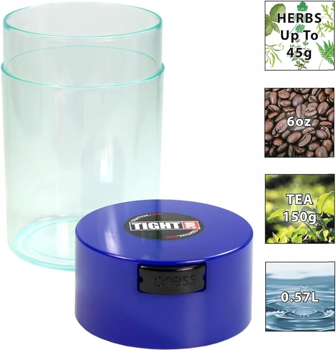 Tightvac - 1 oz to 6 ounce Vacuum Sealed Storage Container - Dark Blue Cap & - Image 2