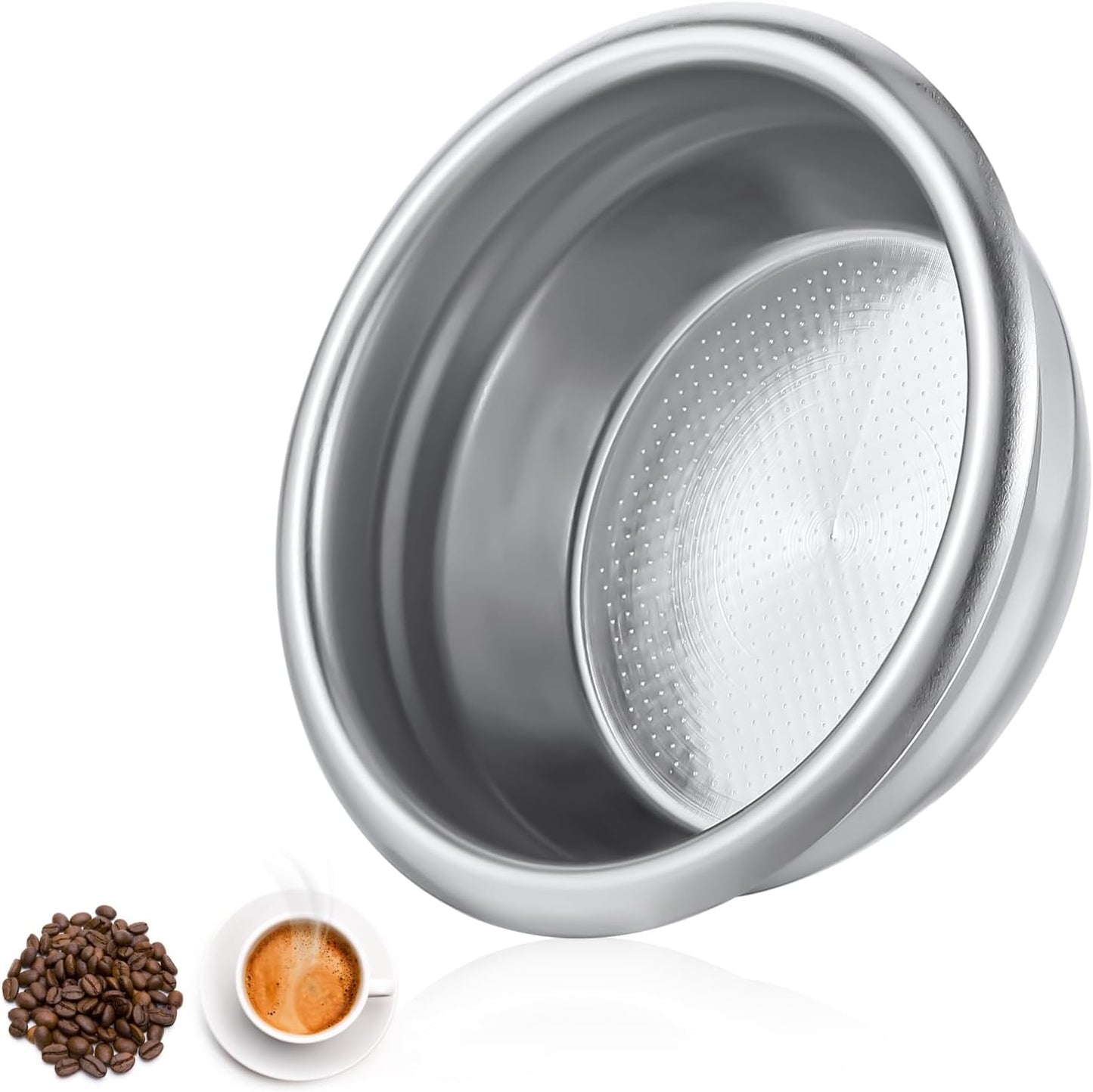 58mm Portafilter Basket,Metal Coffee Filter, Stainless Steel 58mm Basket Porous Double Cup Coffee Filter for Portafilter Coffees Machine,Paperless and Permanently Reusable