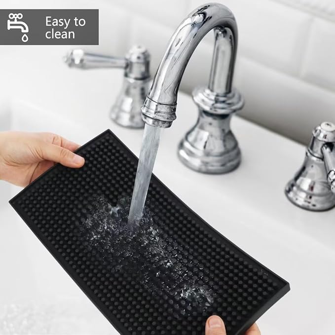 Xibany Bar Mat 6" x 12" PVC Small Black, Essentials Accesories - Image 3