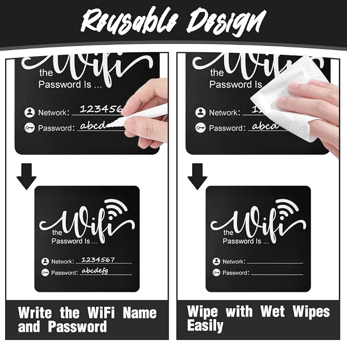 WiFi Password Sign Wooden WiFi Sign Wireless Network Sign Table Chalkboard - Image 2