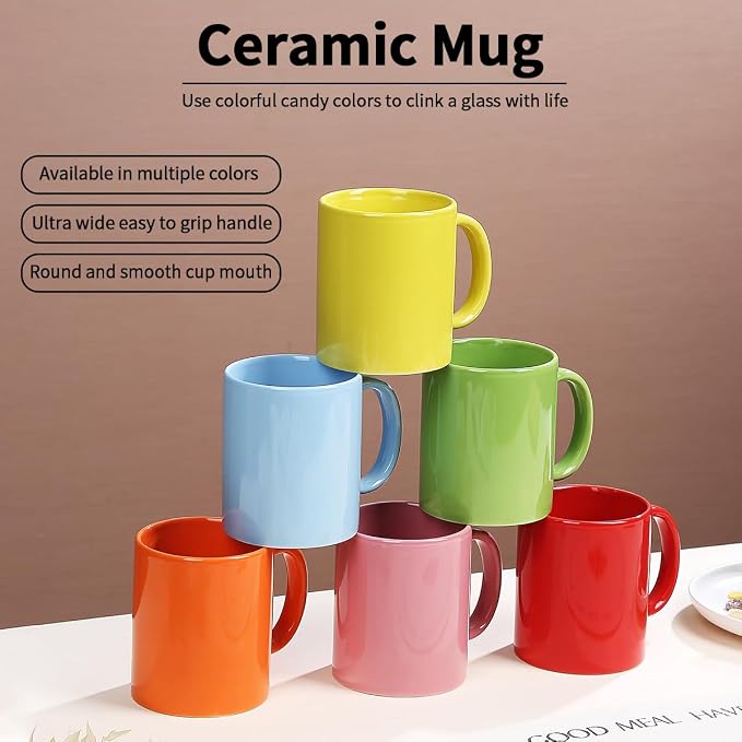 Evanda Coffee Mugs Set of 6 Pieces 12oz, Ceramic Cups - Image 3