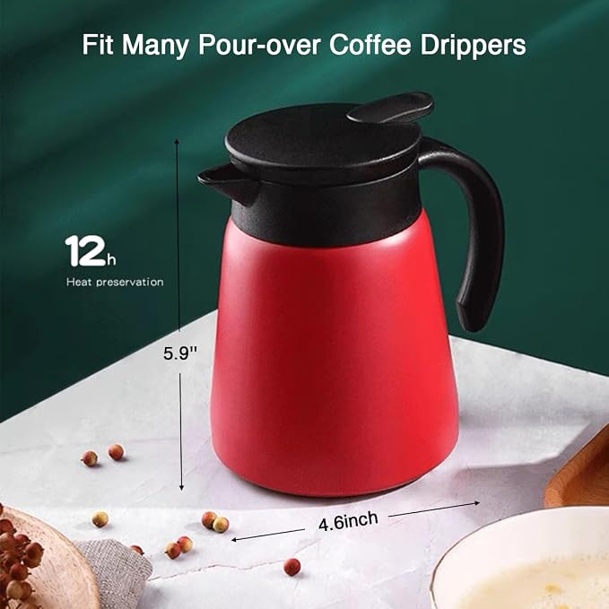 Mini Stainless Steel Thermal Carafe Coffee, 30 oz Tea Pot Double Wall Vacuum - Image 6