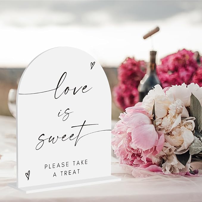 Love Is Sweet Take A Treat Acrylic Sign, Dessert Bar Dessert Table Sign - Image 4