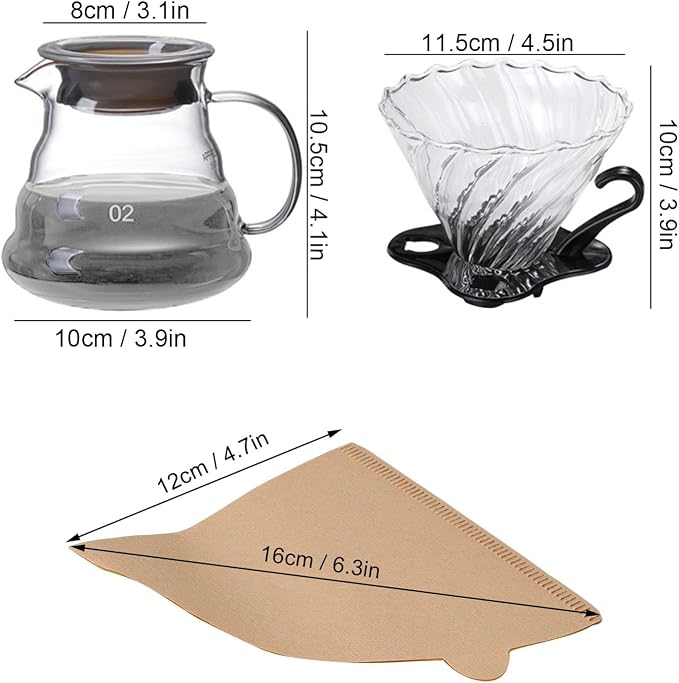 Pour Over Coffee Maker 600ML/20oz, Heat Resistance Borosilicate Glass Dripper - Image 6