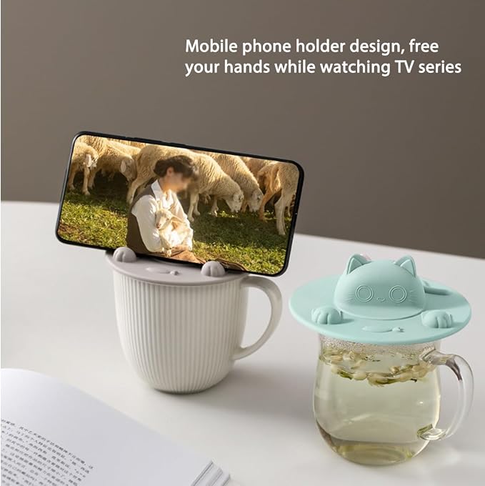 Cute Cat Silicone Cup Covers & Tea Bag Holder, Food Grade Silicone Hot Beverage - Image 4