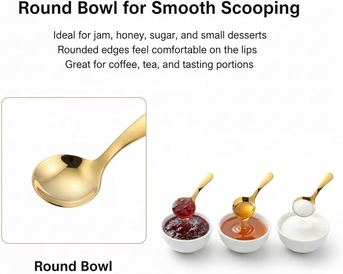 6PCS Mini Gold Spoons, Short Handle Scoops - Image 3