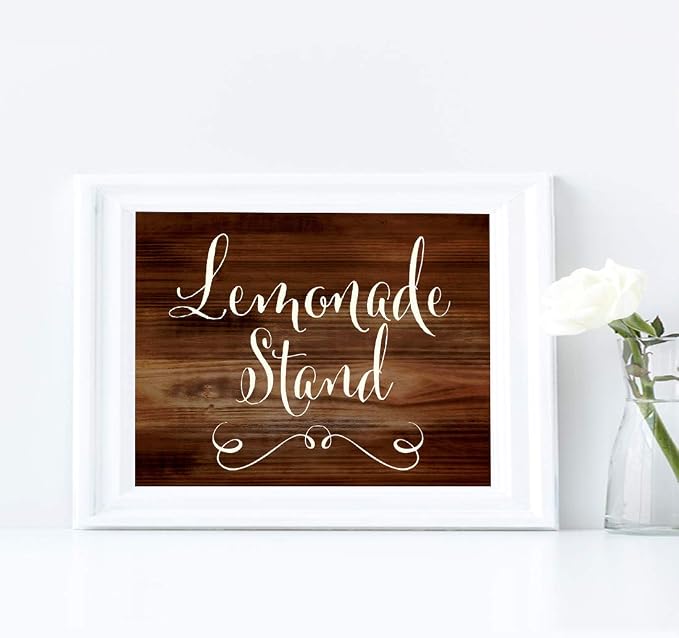 Andaz Press Wedding Party Signs, Rustic Wood Print, 8.5x11-inch, Lemonade Stand - Image 4