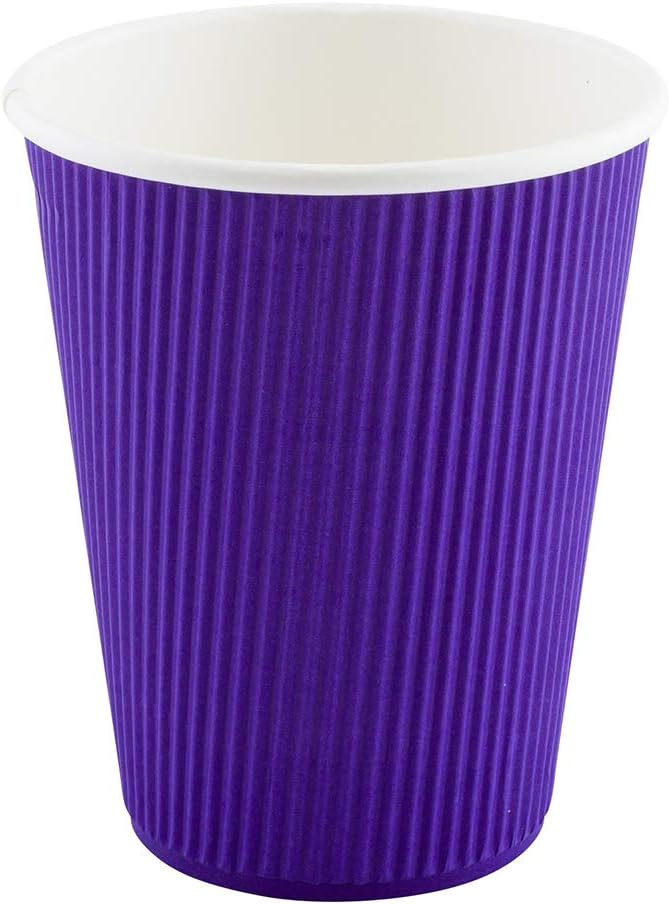 Restaurantware Ripple Wall Coffee Cups 25 Count 12 Ounce Insulated Royal Purple - Image 5