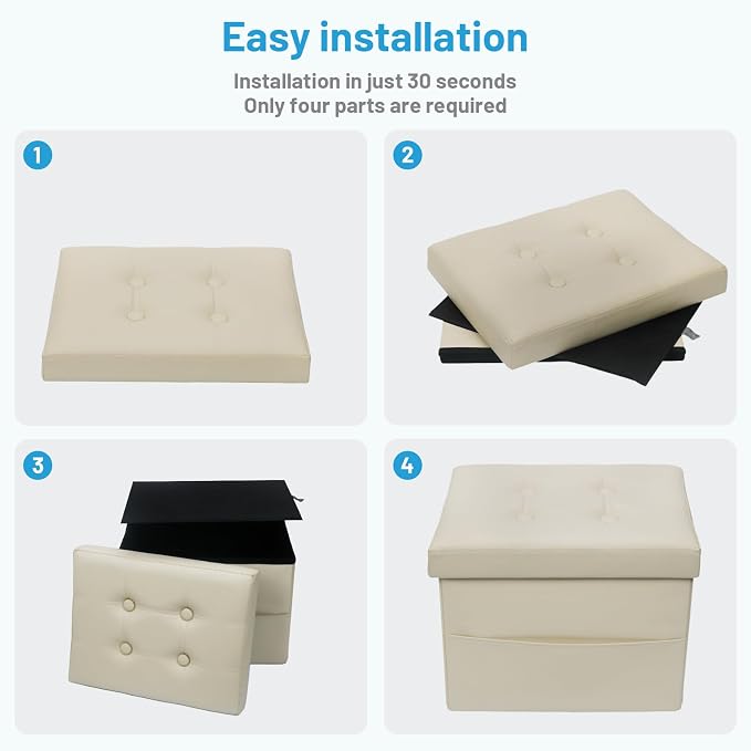 Bsketa Storage Ottoman Foot Rest Stool, Small Leather Storage Ottomans Bench - Image 4