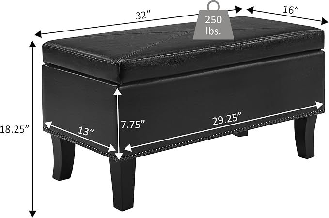 Convenience Concepts Designs4Comfort Winslow Storage Ottoman Bench 32" - Image 2