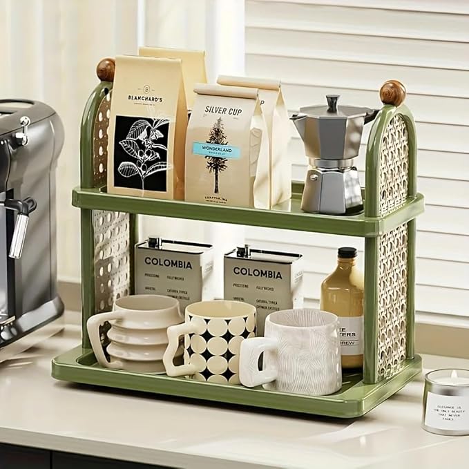 Matcha Station 2-Tier Organizer Storage Shelf, Mug Holder, Tabletop Display Rack - Image 2