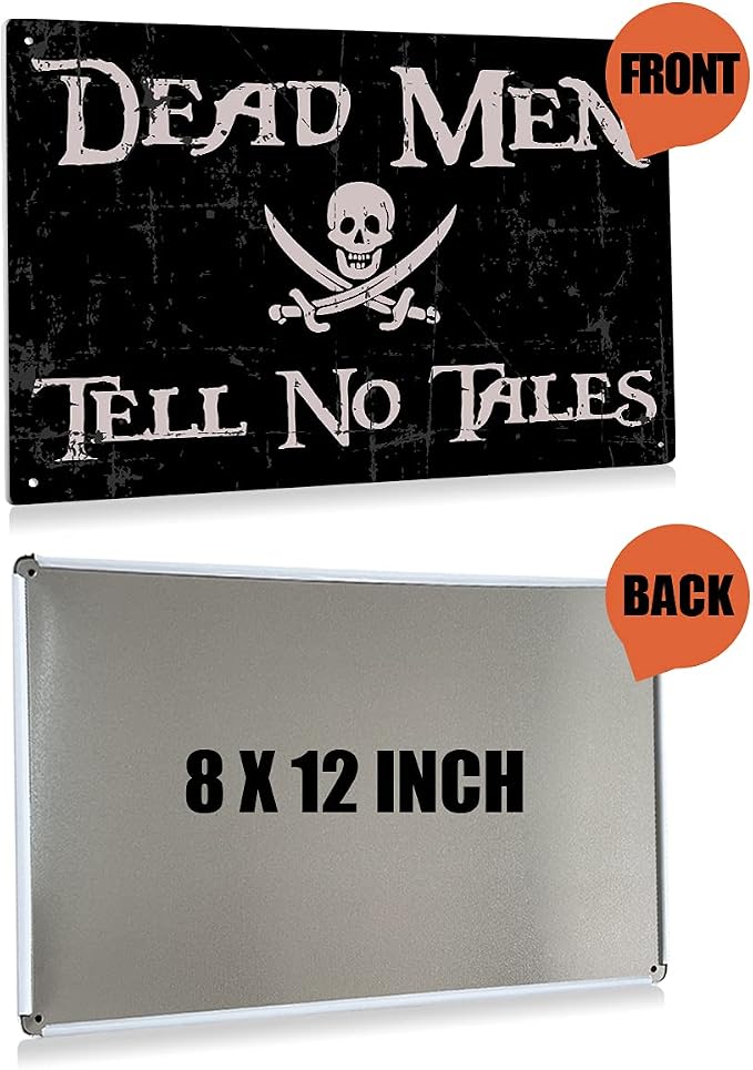 BEASTZHENG Funny Dead Men Tell No Tales Metal Tin Sign Pirate Wall Decor | - Image 3