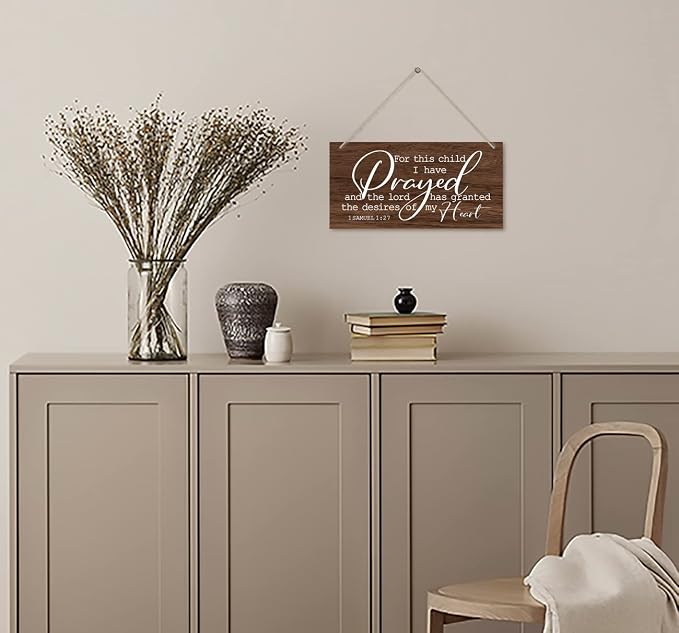 1 Samuel 1:27- For This Child I Have Prayed Inspirational Quote Wood Decor Sign - Image 4