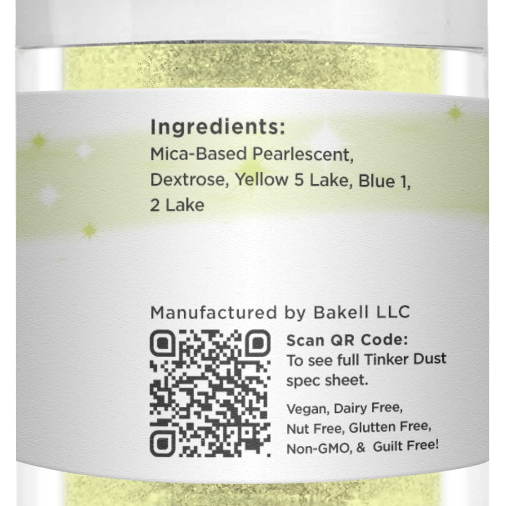 BAKELL Neon Green Edible Glitter, 25 Grams | TINKER DUST Edible Glitter | KOSHER Certified | 100% Edible Glitter | Cakes, Cupcakes, Cake Pops, Drinks, Dessert Vegan Glitter & Dusts (25g, Neon Green)
