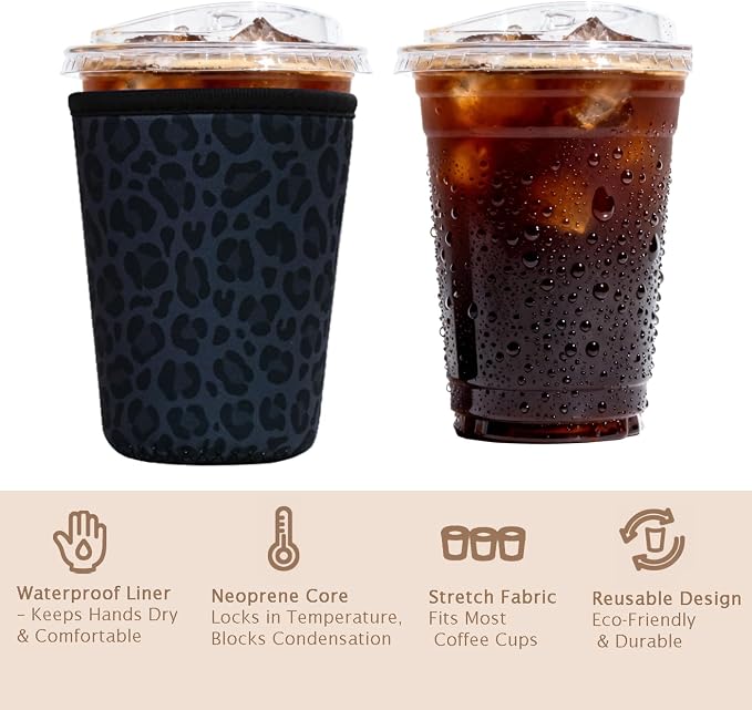 Reusable Insulated Sleeve for Iced Coffee Cup, Coffee Neoprene Sleeve for Cold - Image 6
