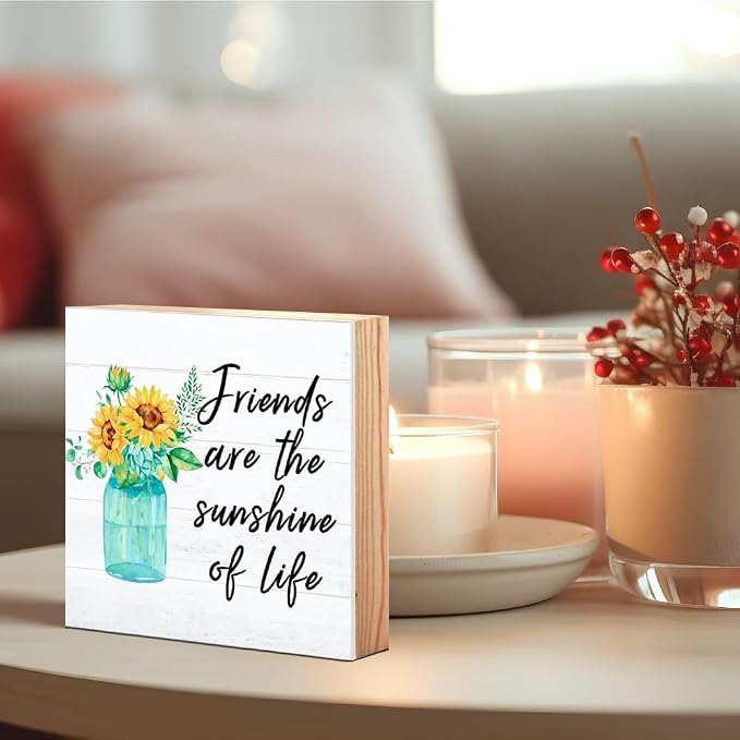 Friends Are The Sunshine Of Life Floral Wooden Box Sign, Sunflower Friendship - Image 3