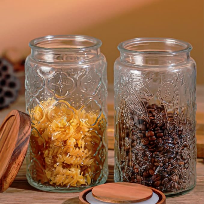 ANSQU Vintage Glass Storage Jar, 34 FL OZ Glass Food Storage Containers - Image 5