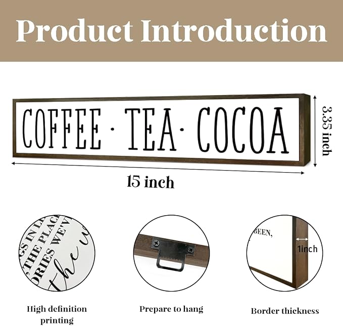 Rustic Wooden Coffee Tea Cocoa Sign - Image 2