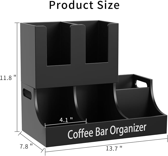 Coffee Station Organizer, Wooden Coffee Bar Organizer - Image 4
