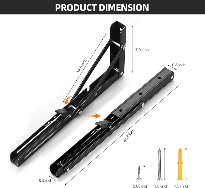 Folding Shelf Brackets 22 inch Foldable Shelf Bracket Heavy Duty Collapsible - Image 4
