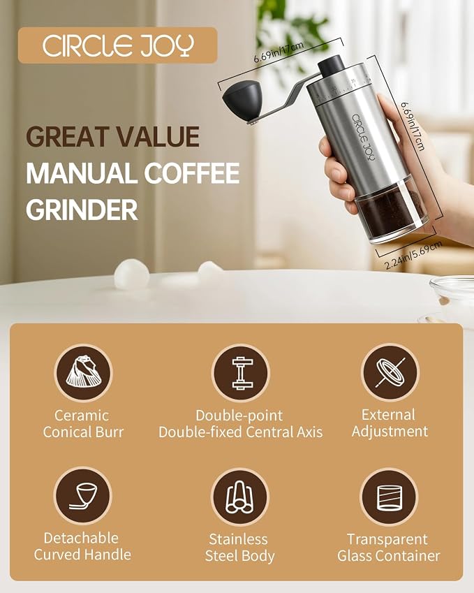 CIRCLE JOY Mini Manual Coffee Grinder - Image 3