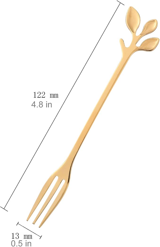 dcieiosul Gold Stainless Steel Dessert Fruit Forks Set of 8, Tableware Flatware - Image 2
