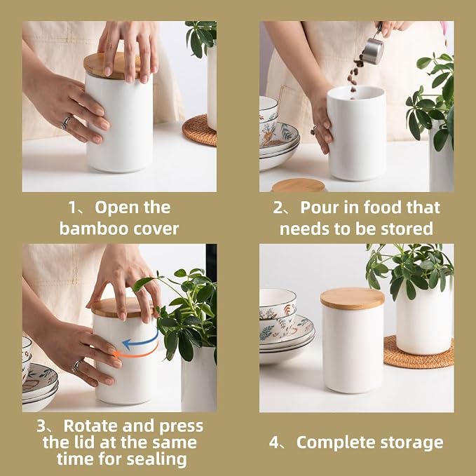 Sweejar Ceramic canisters for kitchen counter, Stackable Food Containers Set - Image 7