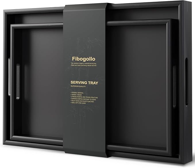 Fibogollo Bamboo Set of 2 Serving Tray by Fibogollo