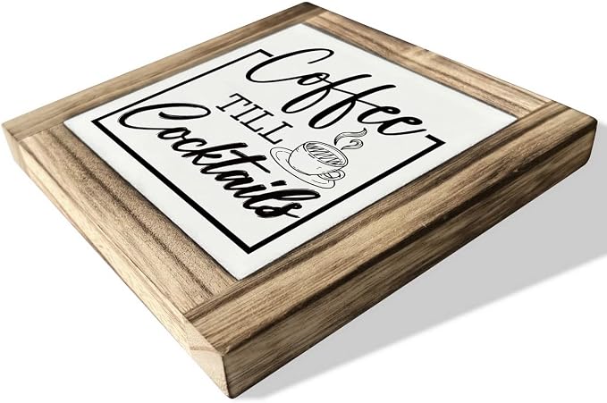 Coffee Till Cocktails Sign, Coffee Bar Decor, Wood Box Desk Décor, Home Bar - Image 3