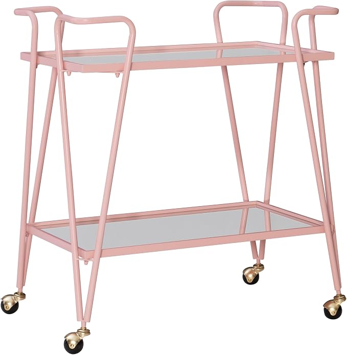 Gina Pink Mid-Century Bar Cart by Linon