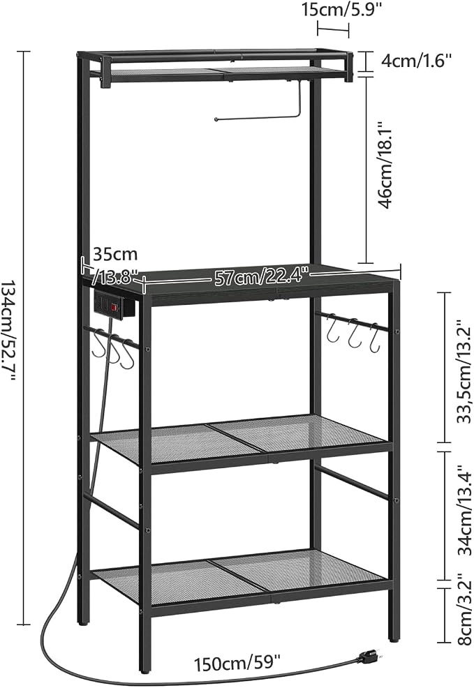 MAHANCRIS Bakers Rack with Storage, Microwave Stand with Paper Holder, Bakers - Image 2