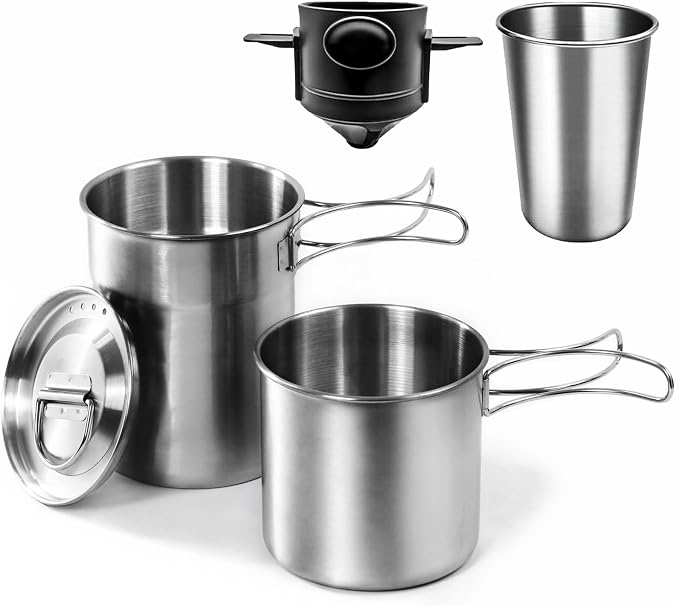 KOKKOYA Foldable Camping Cups Mugs Camping Pot Cookware 304-Food-Grade Outdoor by KOKKOYA