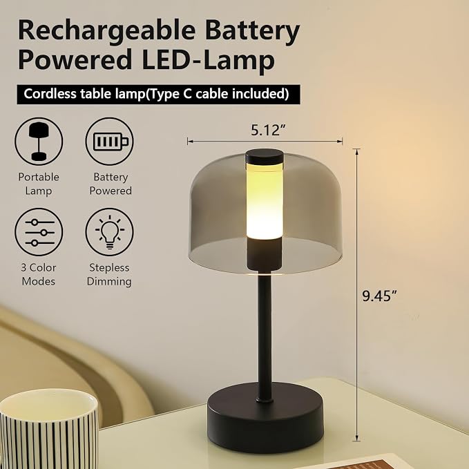 AIHYING 2-Pack Black Night Light, Cordless Small Touch 4000mAh Dimmable Battery - Image 5