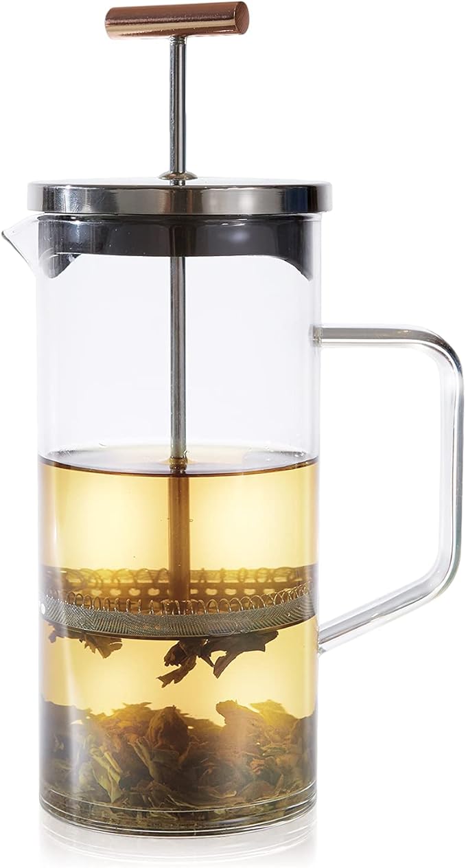 Teabloom Tea Press with Copper Pull Handle and Stainless Steel Filter – Tea by Teabloom