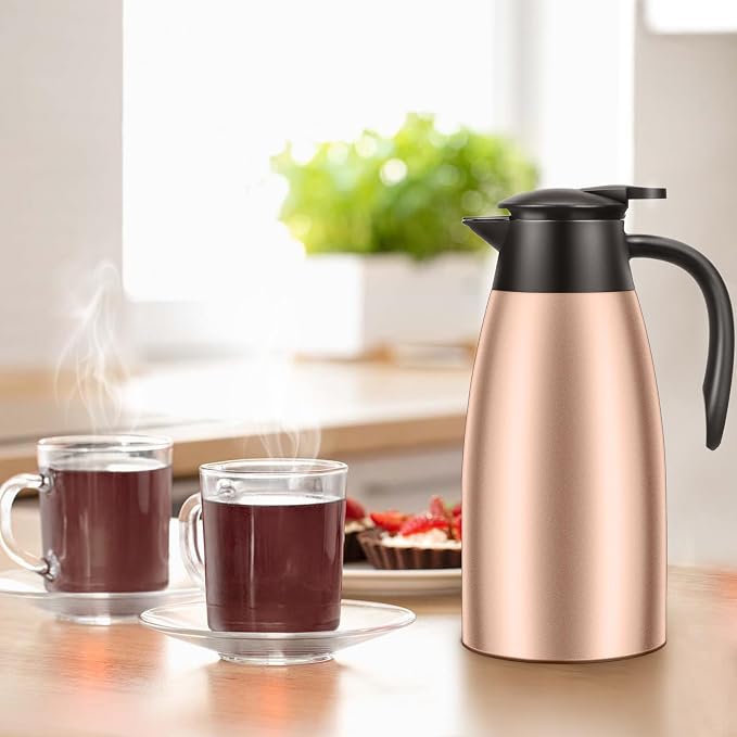Essenya 2 PCS 68 OZ Thermal Coffee Carafe, Insulated Stainless Steel Coffee - Image 6