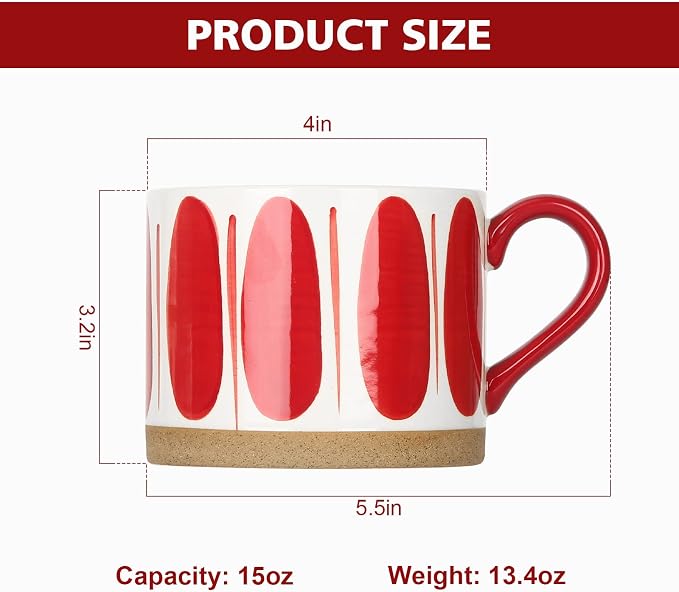 Koja 16 oz Premium Hand Painted Porcelain Ceramic Mug Set, Large Coffee & Tea - Image 2