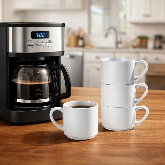 GBhome 14 OZ Coffee Mugs Set of 6, Stackable Ceramic Mugs - Image 5