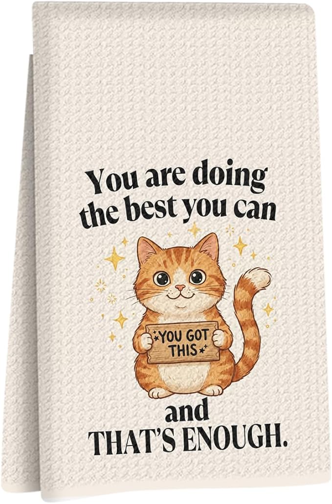 Inspirational Cat Kitchen Towels 24x14 Inch, Encouraging Orange Cat Gifts by Unknown