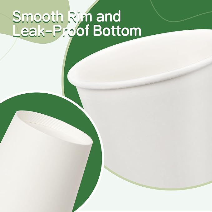 8 oz Coffee Cups 100 Pack, Disposable Paper Cups 8 oz, Hot Beverage Drinking - Image 3